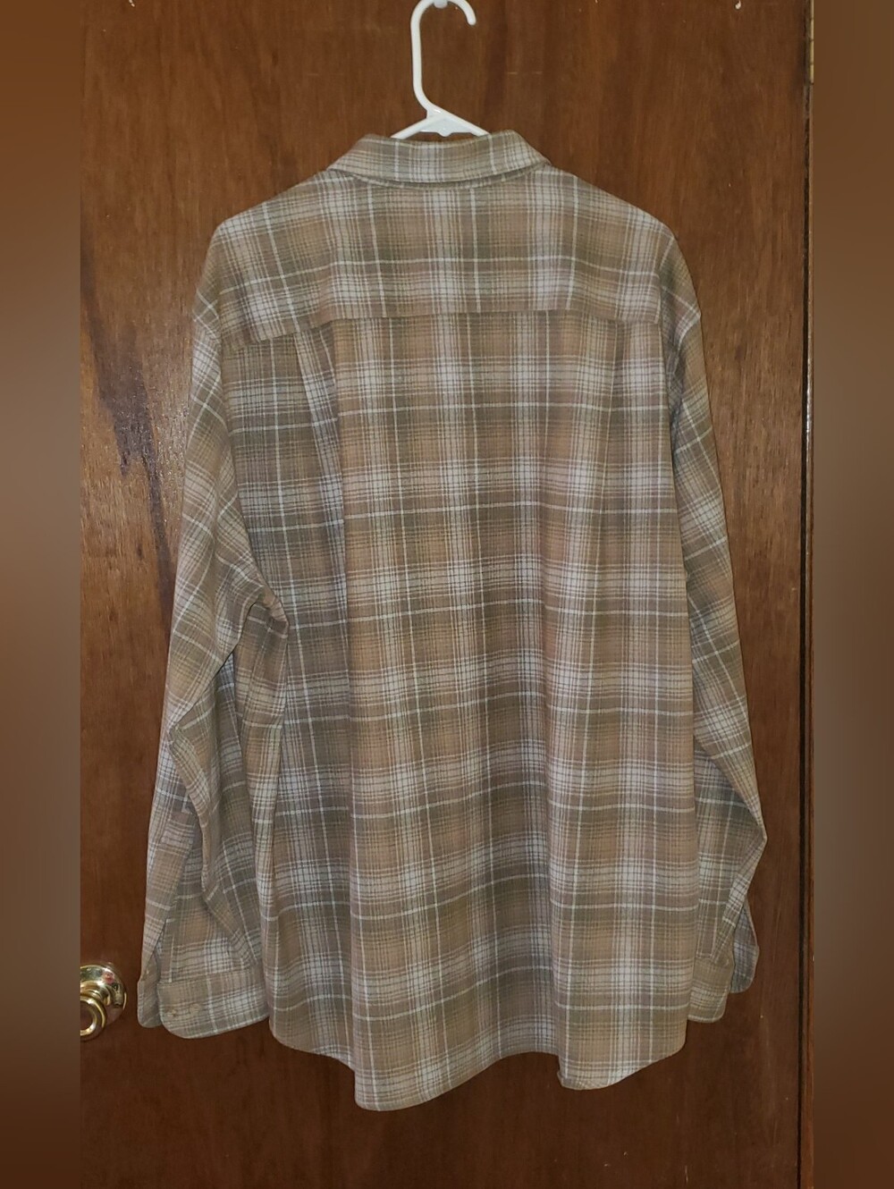 Pendleton Lodge Wool Tan Plaid Button-Up Shirt Sz Xl - Picture 3 of 4